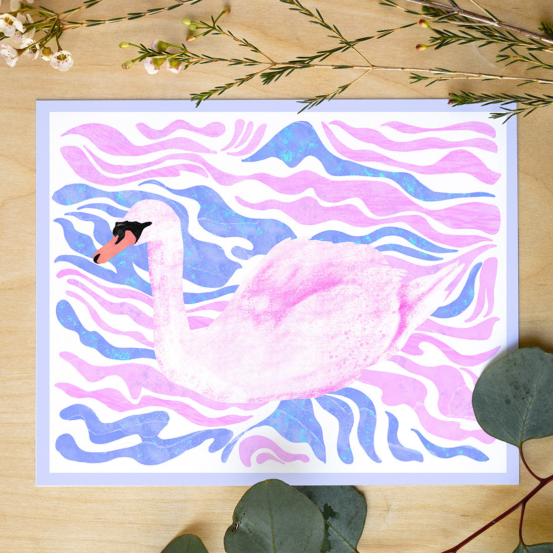 Swan Swirl Whimsical Fine Art Giclée Print