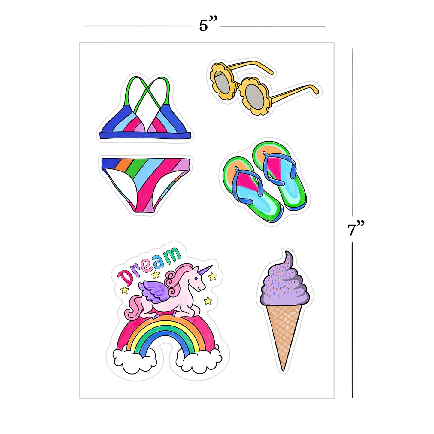 Summer Swim- Kiss cut Sticker Sheet