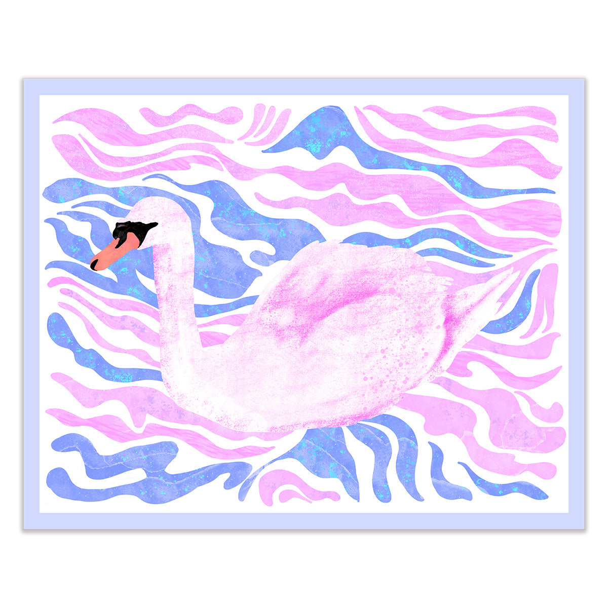 Swan Swirl Whimsical Fine Art Giclée Print