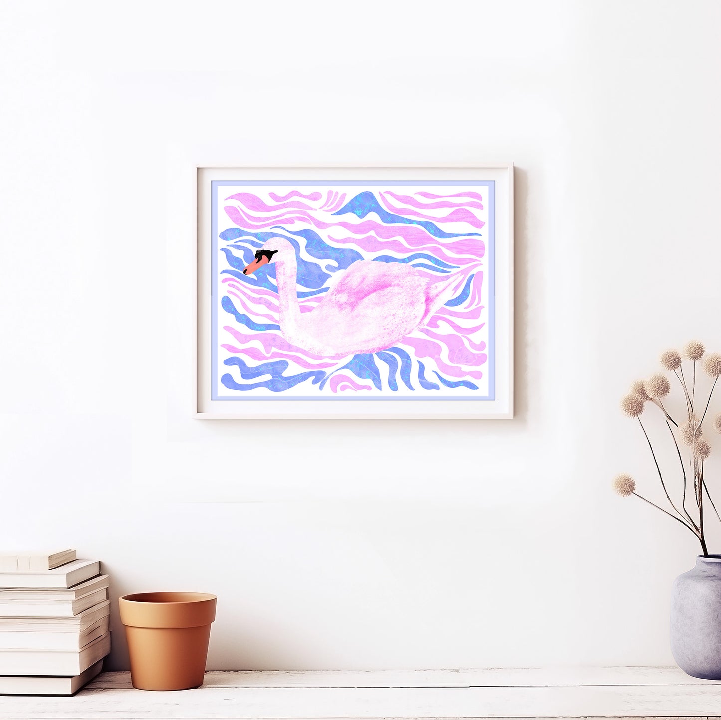 Swan Swirl Whimsical Fine Art Giclée Print